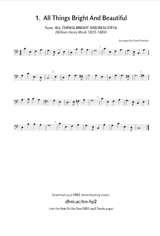 Easy Trombone (BASS CLEF) hymns 2 sample